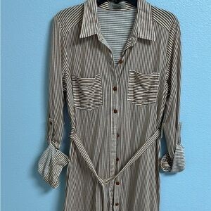 Striped Button-Up Shirt Dress